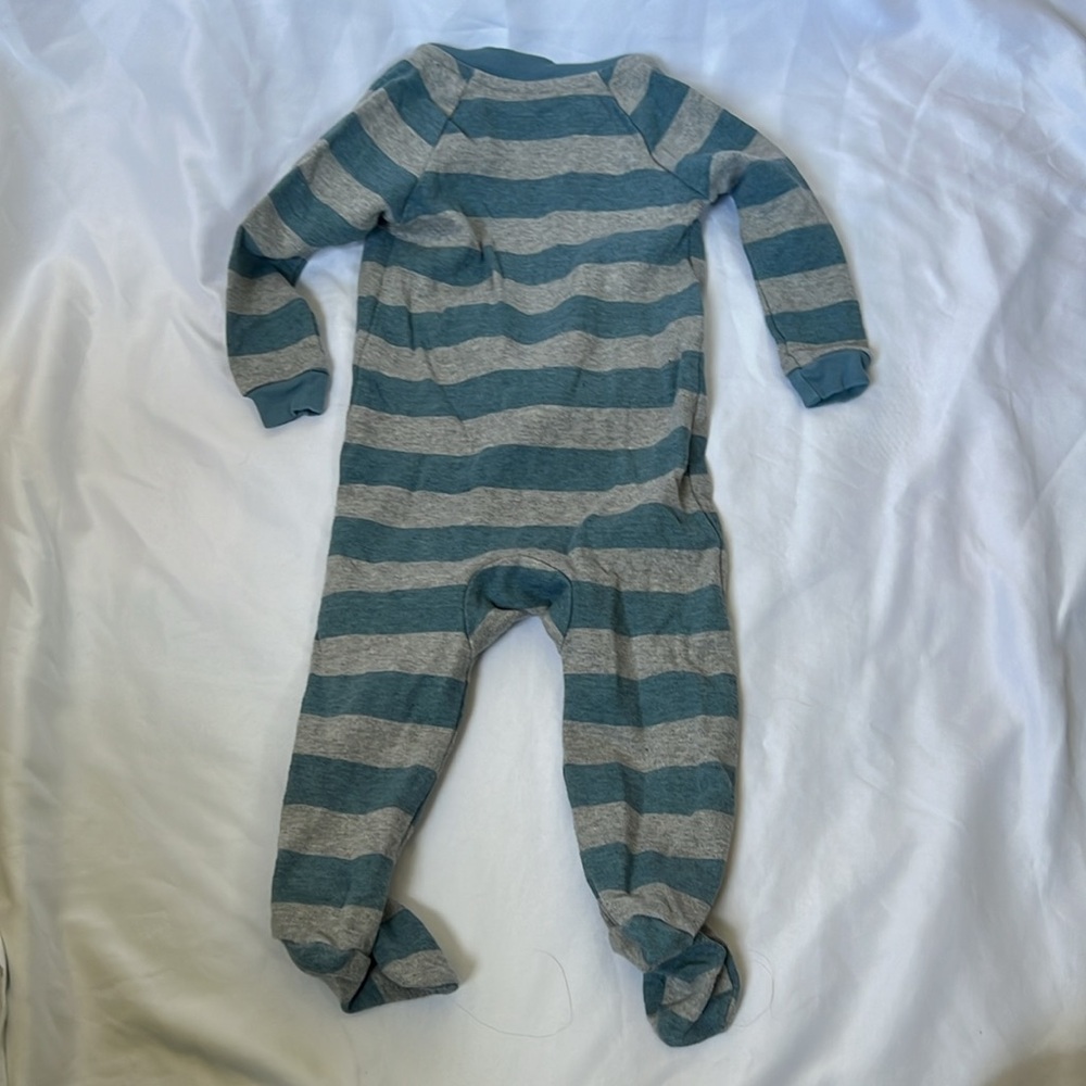 Pact Striped Zip Footie Sleeper 6-9M - Picture 3 of 3